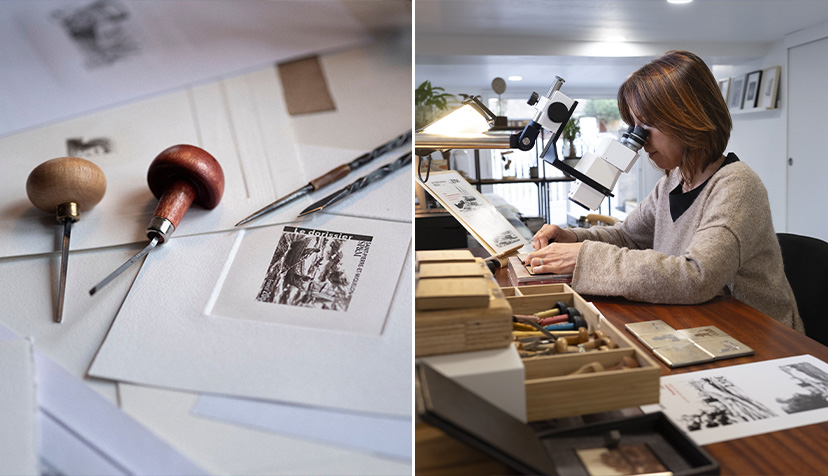 Deux photos autour de la gravure en taille-douce