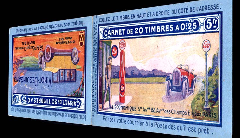 Carnet de 20 timbres-poste 1922 (couverture Vinot-Deguingand)