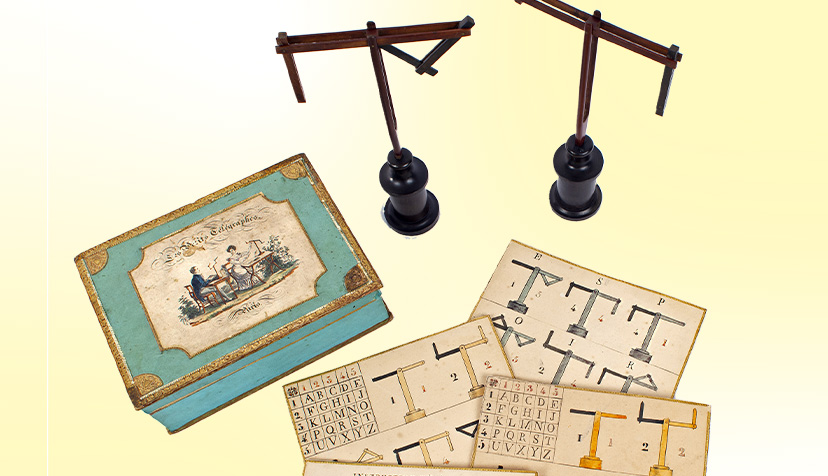 Les petits télégraphes, 1814-1830, papier, carton, encre, aquarelle, bois d’acajou