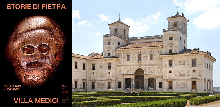 Exhibition poster and photo of the Villa Medici