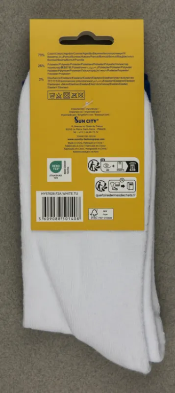Vue 2 – chaussettes sport logo jaune